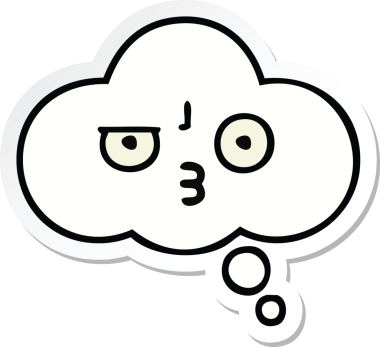 Bir insan tarafından çizilmiş şirin bir düşünce baloncuğunun çıkartması.