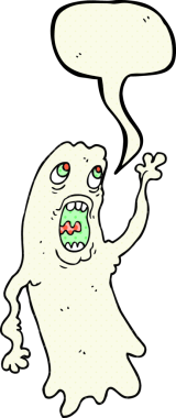 Bir insan tarafından çizilmiş serbest çizilmiş çizgi roman konuşma balonu çizgi film hayaleti.