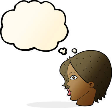 Bir insan tarafından çizilmiş düşünce baloncuğu olan bir karikatür.