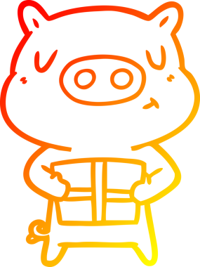 Bir insan tarafından çizilmiş bir çizgi film Noel domuzu çizimi.