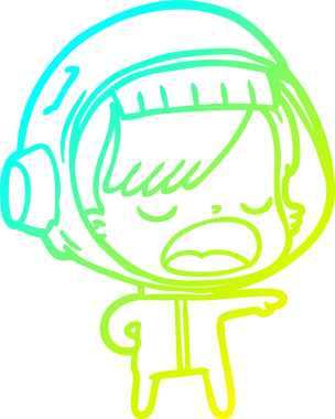 Bir insan tarafından çizilmiş bir karikatür astronot kadın çizimi.