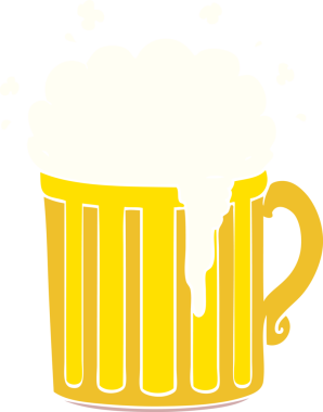 Bir insan tarafından çizilmiş düz renkli çizgi film kupası.