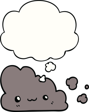 Bir insan tarafından çizilmiş düşünce baloncuklu şirin çizgi film bulutu.