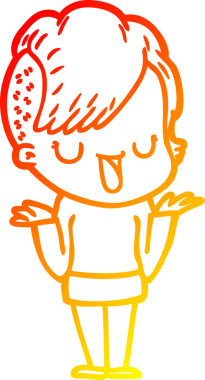 Hipster saç kesimi bir insan tarafından çizilmiş güzel bir çizgi film kızı çizimi.