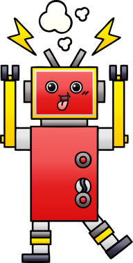 Bir insan tarafından çizilmiş bir robotun gölgelenmiş çizimi