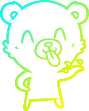 Bir insan tarafından çizilmiş kaba bir çizgi film ayısının soğuk gradyan çizimi