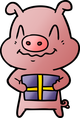 Bir insan tarafından çizilmiş sinirli çizgi film domuzu.