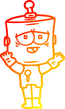 Bir insan tarafından çizilen çizgi film robotunun sıcak çizgi çizimi