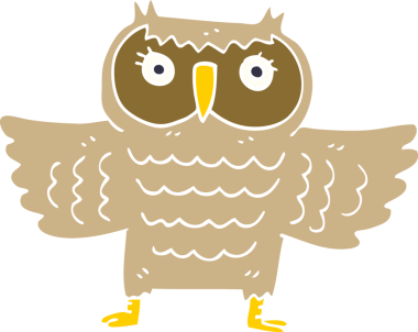 Bir insan tarafından çizilmiş yaşlı baykuş.