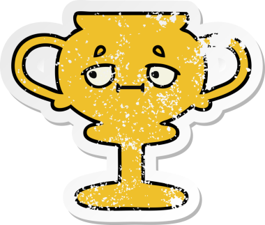 Bir insan tarafından çizilmiş sevimli bir karikatür kupasının sıkıntılı çıkartması.