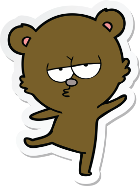 Bir insan tarafından çizilmiş sıkılmış bir ayı çizgi filminin çıkartması.