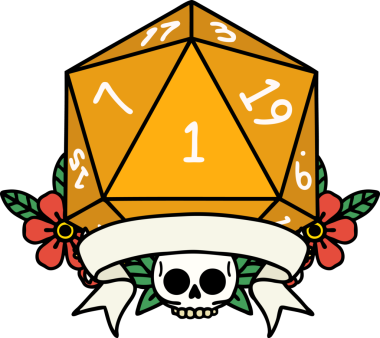 Retro Dövme Biçimi Doğal Bir d20 zar bir insan tarafından çizildi