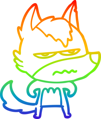 Gökkuşağı gradyan çizgi çizimi Bir insan tarafından çizilmiş rahatsız kurt