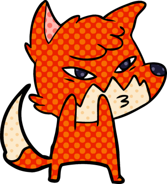 Bir insan tarafından çizilmiş akıllı çizgi film tilkisi.