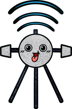 Bir insan tarafından çizilmiş bir uydunun retro grunge desen karikatürü