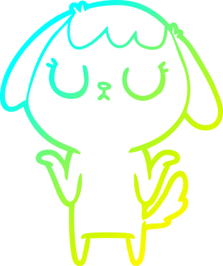 Bir insan tarafından çizilmiş şirin bir çizgi köpeğin soğuk gradyan çizgisi.