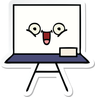 Bir insan tarafından çizilmiş beyaz bir karikatür çıkartması.