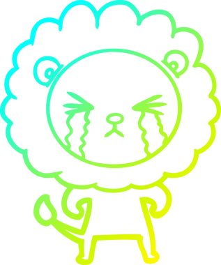 Bir insan tarafından çizilmiş ağlayan aslanın soğuk gradyan çizgisi