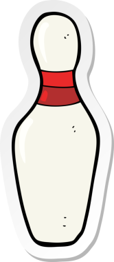 Çizgi film çıkartması. Bir insan tarafından çizilmiş 10 'luk bowling çubuğu.