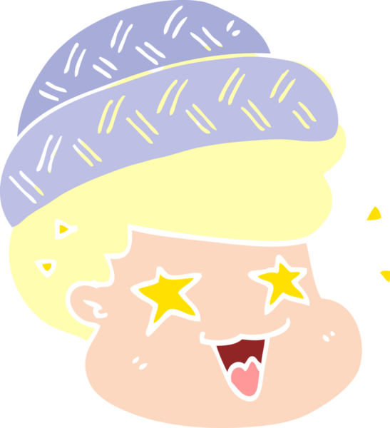 Bir insan tarafından çizilmiş düz renkli çizgi film çocuğu.