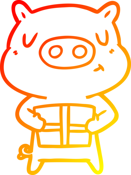 Bir insan tarafından çizilmiş bir çizgi film Noel domuzu çizimi.