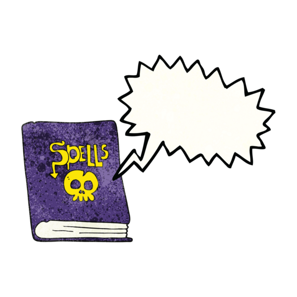 Bir insan tarafından çizilmiş serbest konuşma balonu desenli çizgi film büyü kitabı