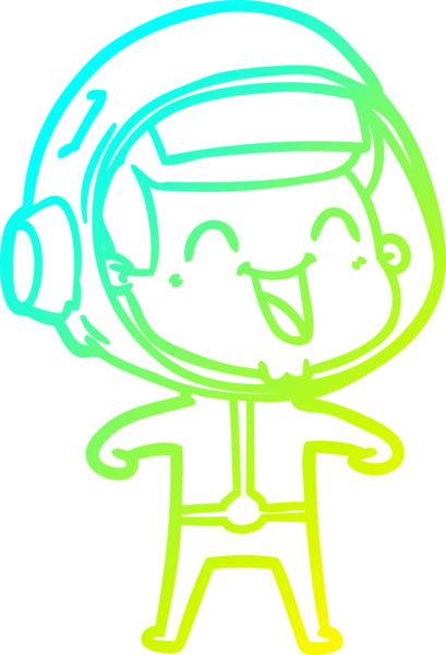 Bir insan tarafından çizilmiş mutlu bir astronotun soğuk gradyan çizimi.