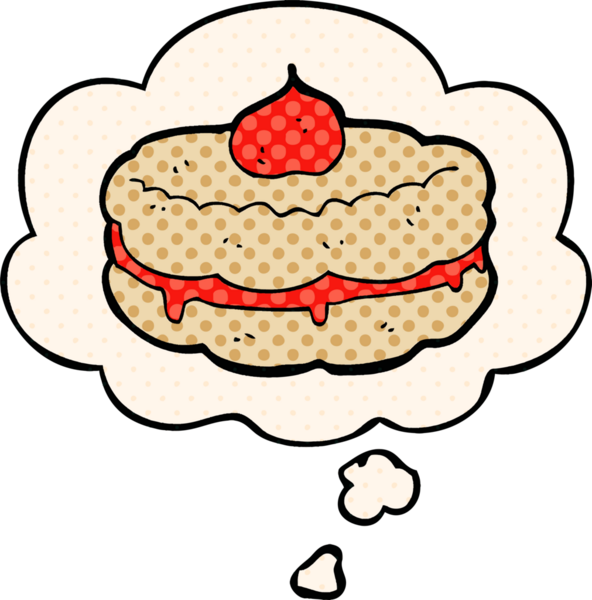 Bir insan tarafından çizilmiş, düşünce baloncuklu çizgi roman bisküvisi.