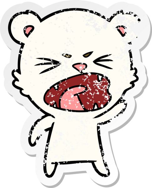 Bir insan tarafından çizilmiş kızgın bir kutup ayısının sıkıntılı çıkartması.