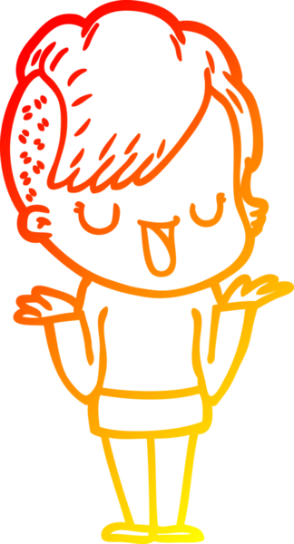 Hipster saç kesimi bir insan tarafından çizilmiş güzel bir çizgi film kızı çizimi.