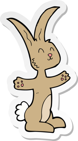 Bir insan tarafından çizilmiş çizgi film tavşanının çıkartması.