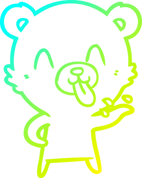 Bir insan tarafından çizilmiş kaba bir çizgi film ayısının soğuk gradyan çizimi