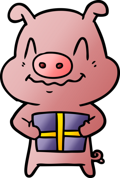 Bir insan tarafından çizilmiş sinirli çizgi film domuzu.