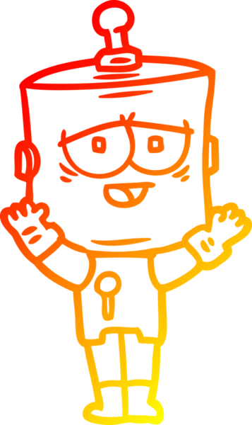 Bir insan tarafından çizilen çizgi film robotunun sıcak çizgi çizimi