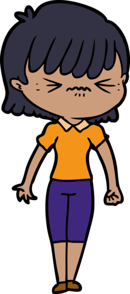 Bir insan tarafından çizilmiş kızgın çizgi film kızı.