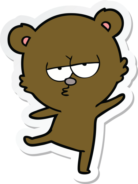 Bir insan tarafından çizilmiş sıkılmış bir ayı çizgi filminin çıkartması.