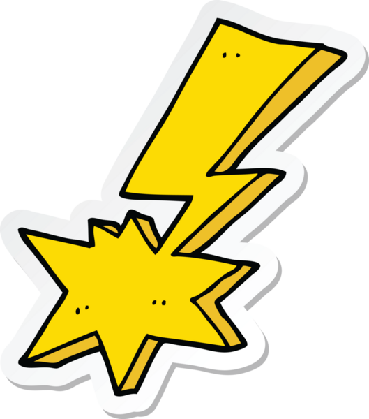 Bir insan tarafından çizilmiş bir çizgi film yıldırımının çıkartması.