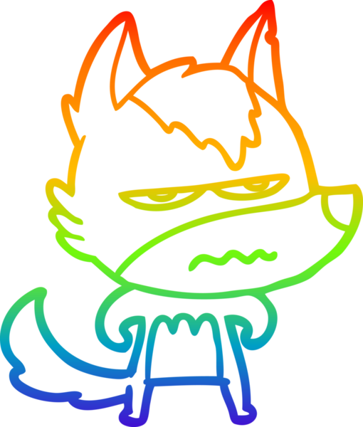 Gökkuşağı gradyan çizgi çizimi Bir insan tarafından çizilmiş rahatsız kurt