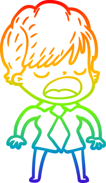 Gökkuşağı gradyan çizgi çizimi bir insan tarafından çizilmiş bir karikatür kadın