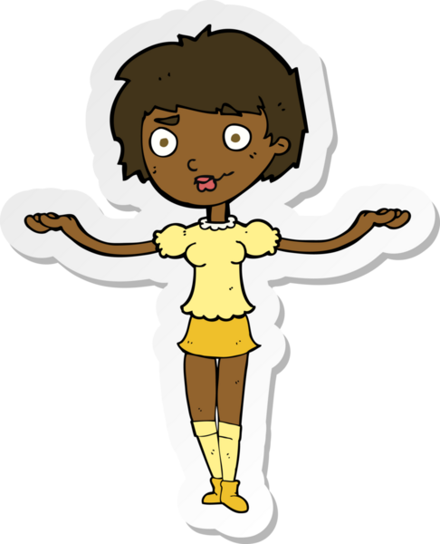 Bir insan tarafından çizilmiş kollarını açan bir karikatür kadının çıkartması.