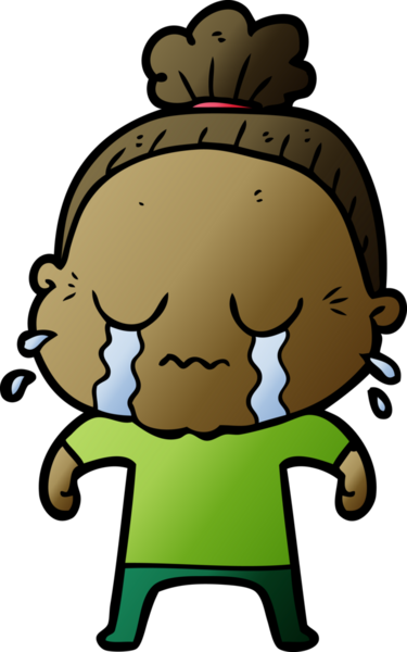 Bir insan tarafından çizilmiş ağlayan yaşlı kadın çizgi filmi.