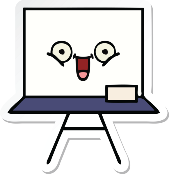 Bir insan tarafından çizilmiş beyaz bir karikatür çıkartması.