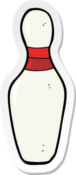 Çizgi film çıkartması. Bir insan tarafından çizilmiş 10 'luk bowling çubuğu.