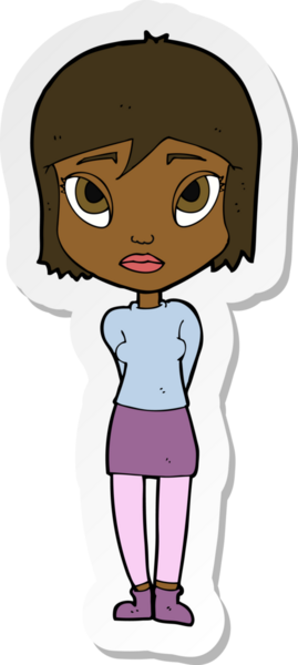 Bir insan tarafından çizilmiş utangaç bir kızın çıkartması.