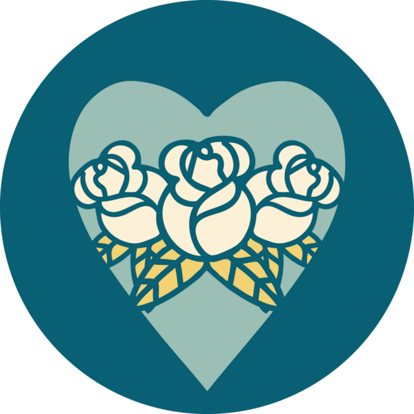 Bir insan tarafından çizilmiş kalp ve çiçeklerin ikonik dövme şekli