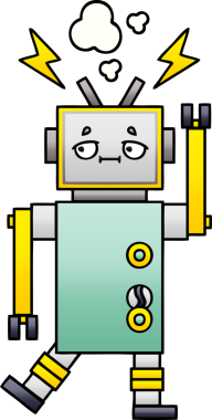 Bir insan tarafından çizilmiş bir robotun gölgelenmiş çizimi