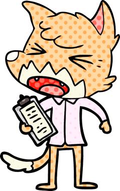 Bir insan tarafından çizilmiş kızgın çizgi film tilkisi.