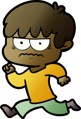 Bir insan tarafından çizilmiş sinirli çizgi film çocuğu.