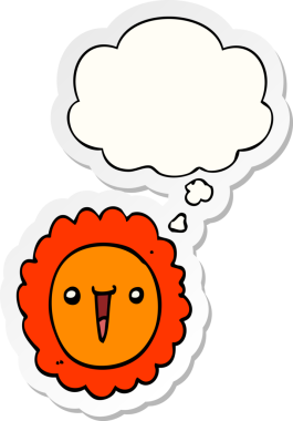 Düşünce baloncuğu insan tarafından çizilmiş bir çıkartma olan ayçiçeği çizgi filmi.