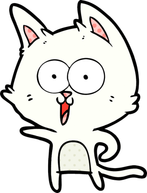 Bir insan tarafından çizilmiş komik çizgi film kedisi.